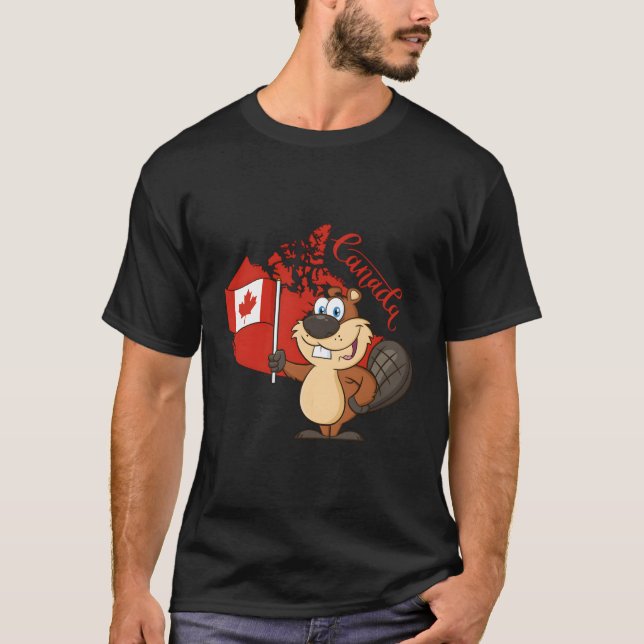 Canada Gifts Canadian Groundhog Flag T-Shirt (Front)