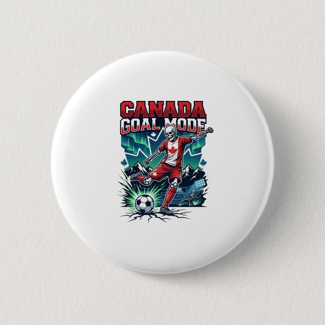 Canada Goal Mode Skeleton Striker Nations Dynamic  2 Inch Round Button (Front)