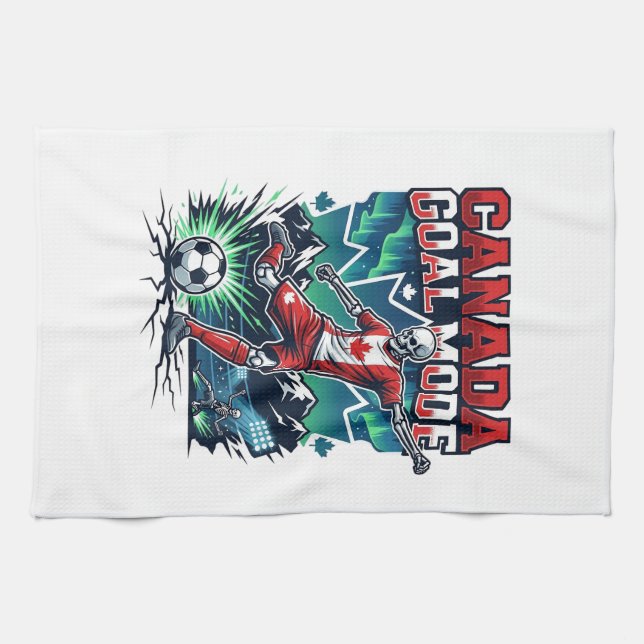 Canada Goal Mode Skeleton Striker Nations Dynamic  Kitchen Towel (Horizontal)