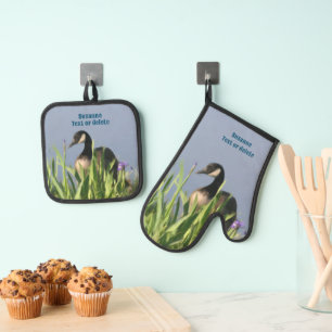 Canada Goose Animal Art Personalized Oven Mitt & Pot Holder Set