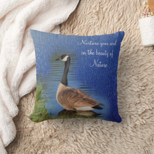 Canada Goose Beauty Of Nature Inspirational  Throw Pillow (Blanket)