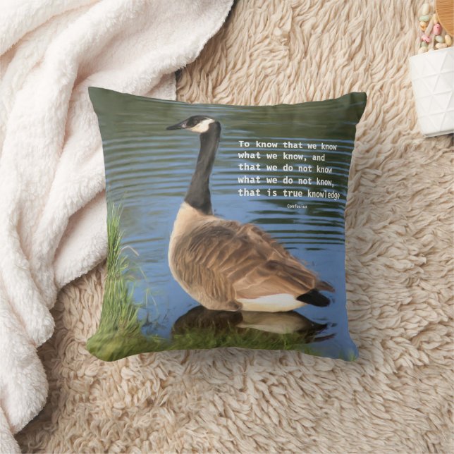 Canada Goose Confucius Knowledge Quote  Throw Pillow (Blanket)