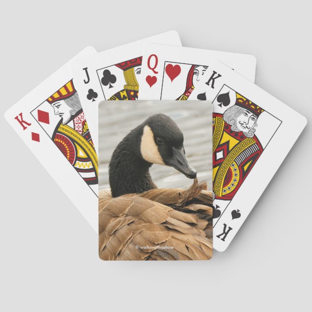 Canada Goose Grooming on the Lake Playing Cards (Back)