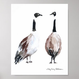 Canada Goose Hand-Drawn Watercolor Wildlife Bird  Poster