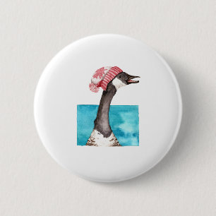 Canada Goose in a Toque 2 Inch Round Button