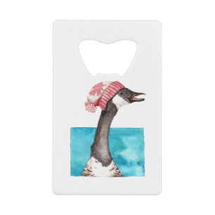 Canada Goose in a Toque Credit Card Bottle Opener