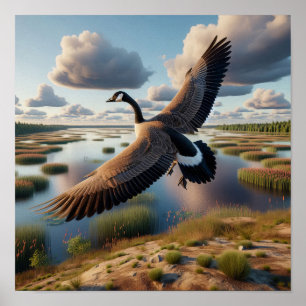 Canada Goose in Tranquil Wetlands Poster
