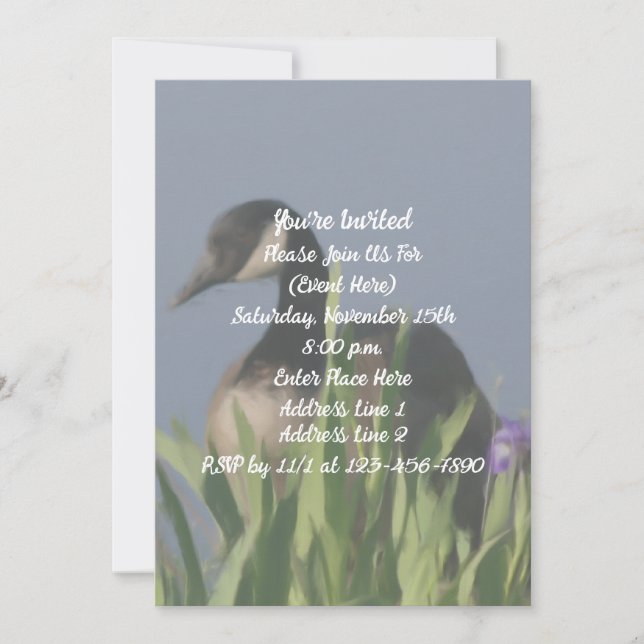 Canada Goose Iris Art Nature Party  Invitation (Front)
