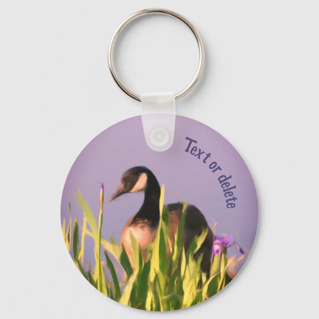 Canada Goose Iris Flowers Animal Personalized Keychain (Front)
