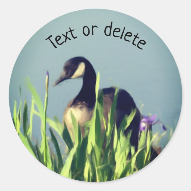 Canada Goose Irises Animal Art Personalized Classic Round Sticker (Front)