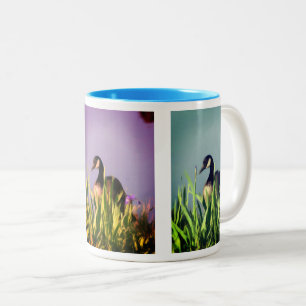 Canada Goose Irises Nature Art Two-Tone Coffee Mug