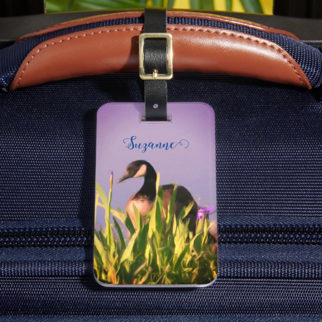 Canada Goose Irises Nature Painting Personalized Luggage Tag (Front Insitu 2)