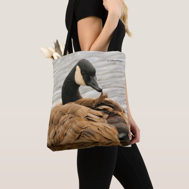Canada Goose on the Lake Tote Bag (Close Up)