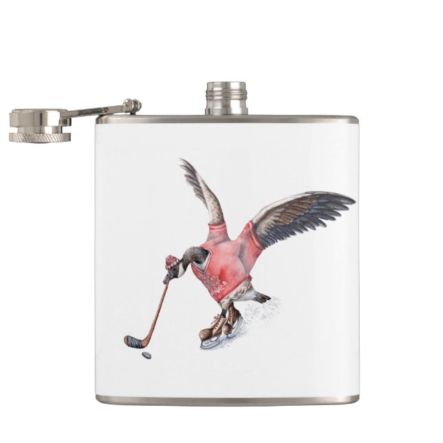 Canada Goose Playing Hockey Hip Flask (Opened)
