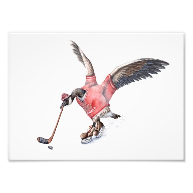 Canada Goose Playing Hockey Photo Print (Front)