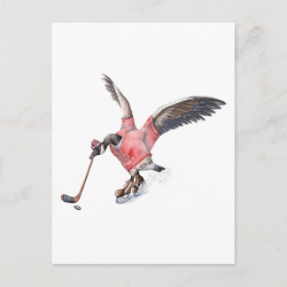 Canada Goose Playing Hockey Postcard
