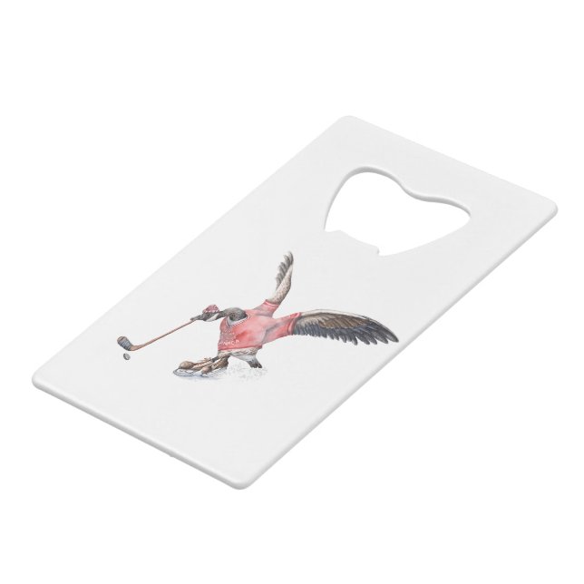 Canada Goose Playing Hockey Wallet Bottle Opener (Front Angled)