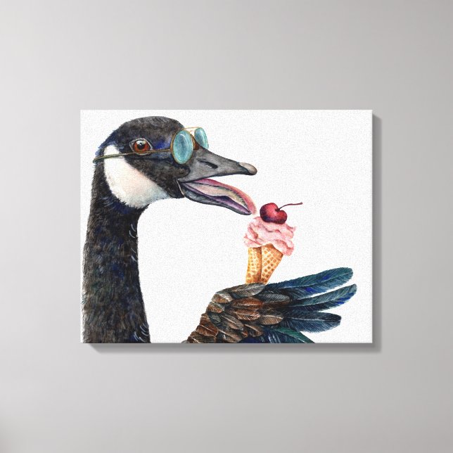 Canada Goose with Ice Cream Canvas Print (Front)
