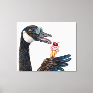 Canada Goose with Ice Cream Canvas Print