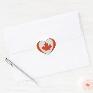 Canada Heart Flag Maple Leaf Proud Free Patriotic Classic Round Sticker