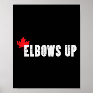 Canada Hockey Elbows Up Canadian Maple Leaf Men Bo Poster