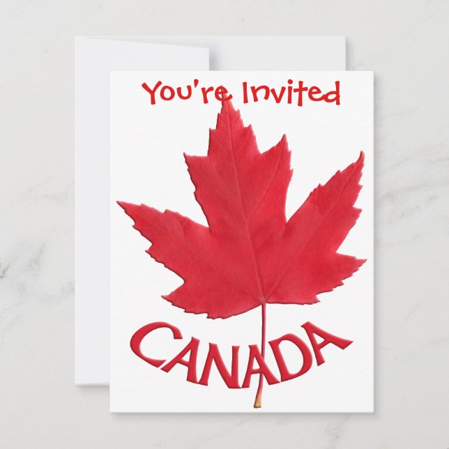 Canada Invitations Personalized Canada Flag RSVP (Front)