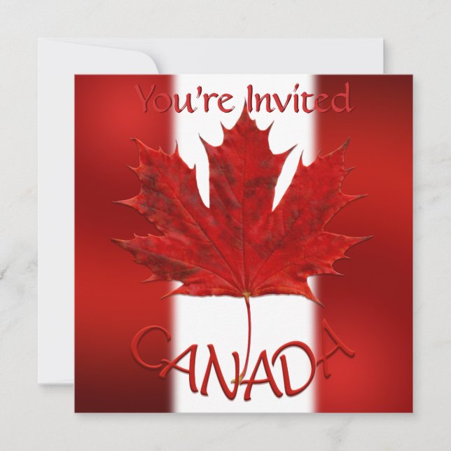 Canada Invitations Personalized Maple Leaf CN RSVP (Front)