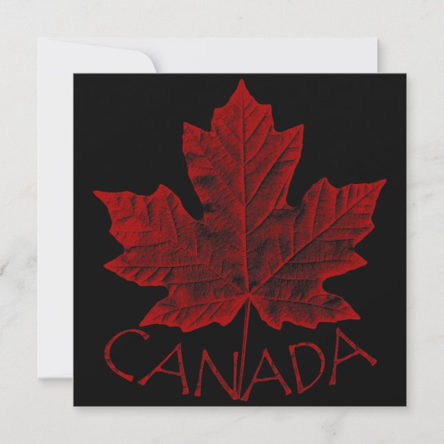 Canada Invitations Personalized Maple Leaf CN RSVP (Front)
