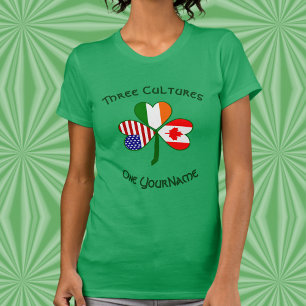 Canada Ireland USA Shamrock Flag Personalized  T-Shirt