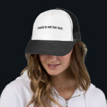 Canada is not for sale minimalist black typography trucker hat<br><div class="desc">Canada is not for sale minimalist typography simple protest trucker hat.
With fully customizable black text.</div>