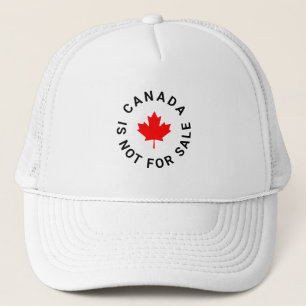 Canada is not for sale red maple leaf custom text trucker hat