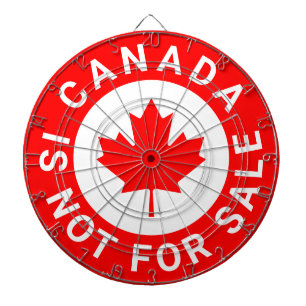 Canada is not for sale typography red maple dartboard