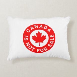 Canada is not for sale typography red maple leaf accent pillow