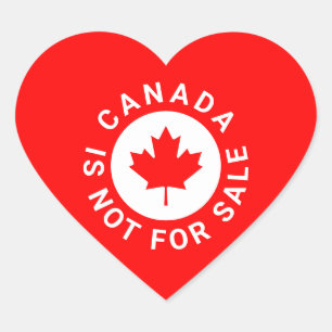 Canada is not for sale typography red maple leaf  heart sticker
