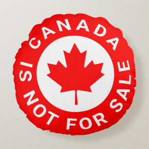 Canada is not for sale typography red maple leaf round pillow