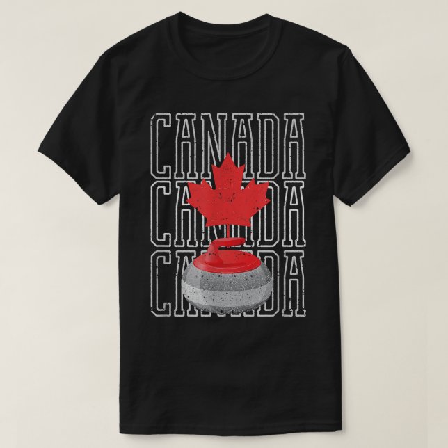 Canada Leaf Canadian Team Curling Red White Winter T-Shirt (Design Front)