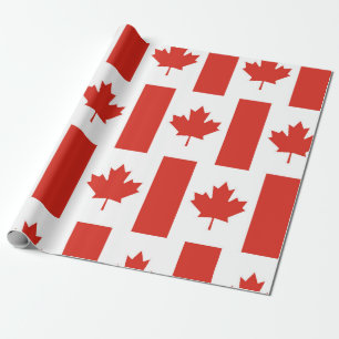 Canada Leaf Patriotic Flag Wrapping Paper