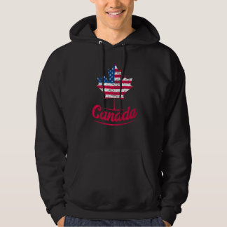 Canada Leaf Usa American Flag Hoodie