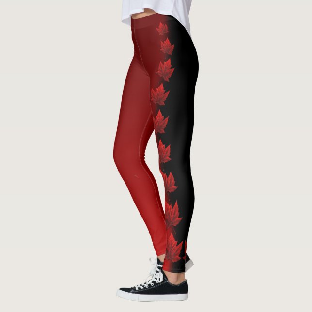 Canada Leggings Custom Canada Maple Leaf Pants (Left)