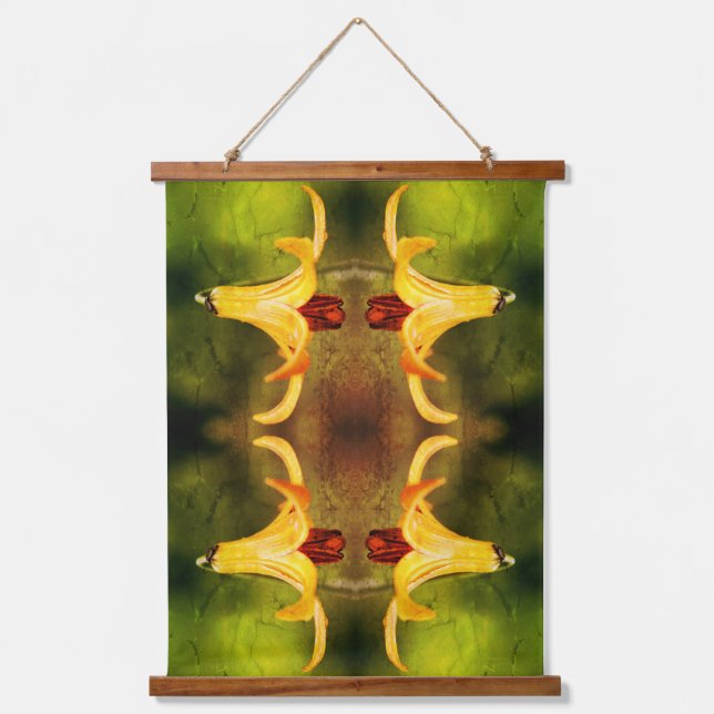 Canada Lily And Firefly Abstract Distressed Hanging Tapestry (Front)