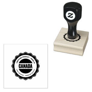 Canada Logo Sleek Grey Ink Impression Solid Wooden Rubber Stamp