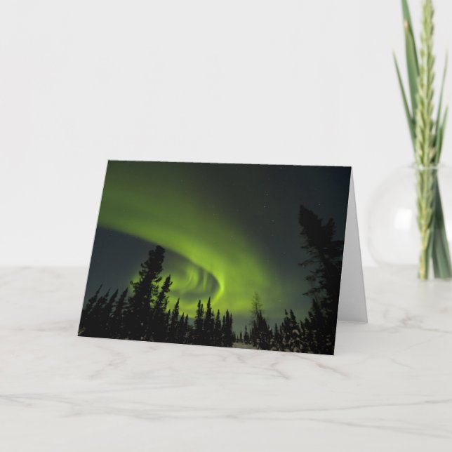 Canada, Manitoba. View of aurora borealis and Card (Front)