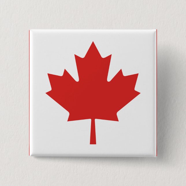 Canada Maple Leaf  2 Inch Square Button (Front)