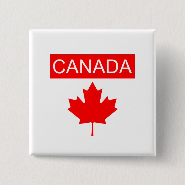 Canada Maple Leaf  2 Inch Square Button (Front)