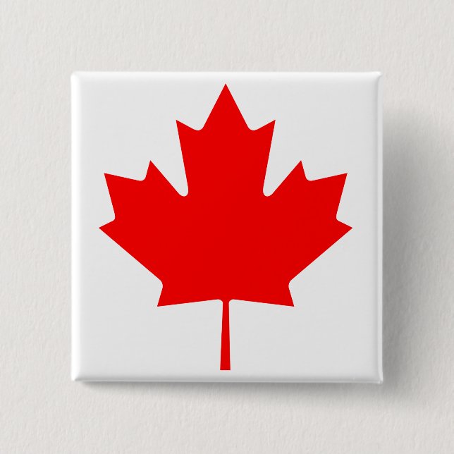 Canada Maple Leaf 2 Inch Square Button (Front)