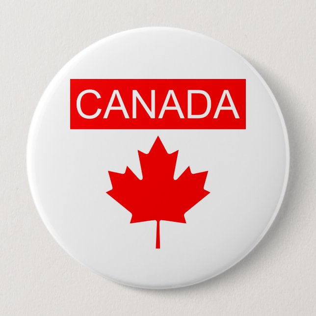 Canada Maple Leaf  4 Inch Round Button (Front)