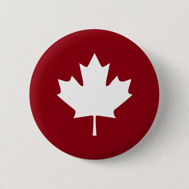 Canada Maple Leaf Button - Reverse Colours (Front)