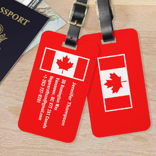Canada Maple Leaf Canada Flag Monogram Luggage Tag