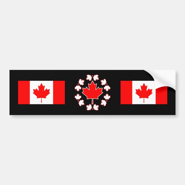 Canada Maple Leaf Circle Design Bumper Sticker (Front)