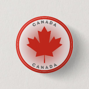 Canada Maple Leaf Circle Shape 1 Inch Round Button